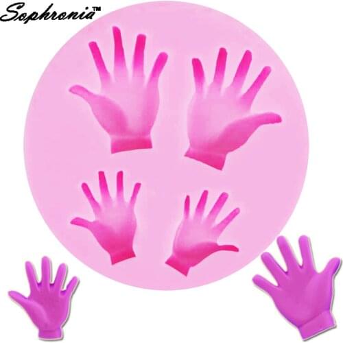 Sophronia Large Small Hands Cake Silicone Icing Mold SugarPaste 3D Fondant Cake Decoration Tool Cooking Hand Tools, 9.8*9.8*1cm