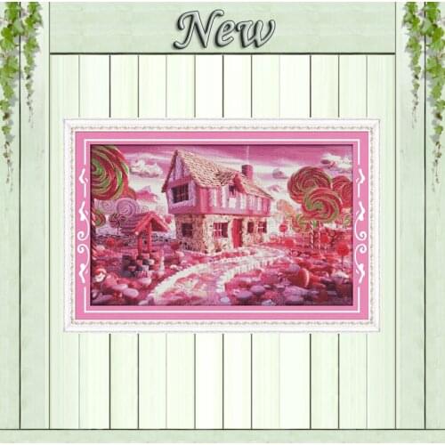 Fairy tale house cabin Scenery Painting 11CT Counted printed on Canvas DMC 14CT Cross Stitch diy Embroidery kits Needlework Sets