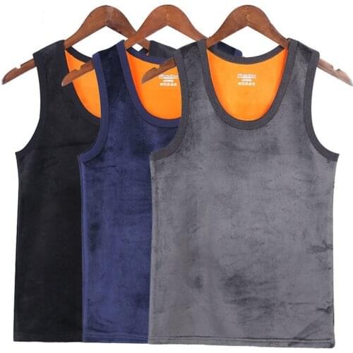 Winter Thermal Underwear Men Undershirts Double-side Thin Fleece Elastic Fitness Tank Top size L to 4XL
