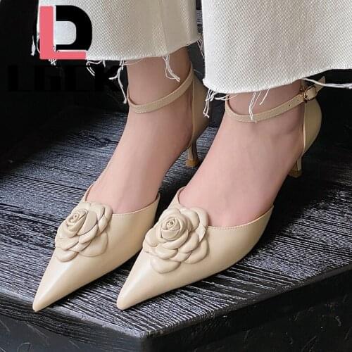 Slingback Sexy Women Pumps Fashion Ladies High Heels Shoes Genuine Leather Shoes Woman Pointed Toe Non-slip Brand Summer 2021