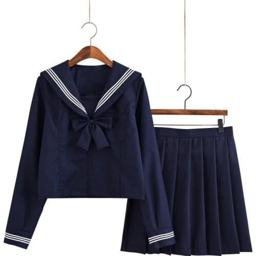 Japanese JK Uniforms School Dresses For Girls Navy Blue Cosplay Anime Form Sailor Suit Jacket Middle School Uniforms Suits Women