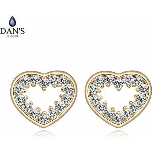 DANS ELEMENT New Sales AAA Zirconia Micro Inlays champagne Gold Color Heart Earrings For Women Valentines Gift 109929champagne