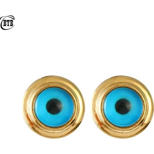 1Pair Turkish Evil Eye Stud Earrings for Women Cute Round Rainbow Ear Stud Muslim Islamic Allah Jewelry Oman Gifts