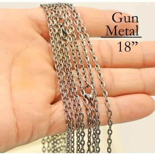 100 pcs - Gun Metal Chain Necklace, 18 inch Gun Metal Link Chain, 18 inch Gunmetal Necklace Chain, 45cm Oval Link Necklace Chain