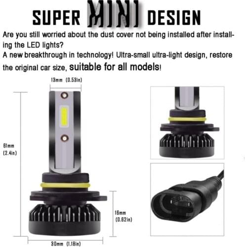 2PCS Car Headlight H1 H7 H8 H9 H11 Headlight Kit 9005 HB3 9006 HB4 Car 12V LED Lamp 60W 8000LM Fog Lamp Heat Dissipation