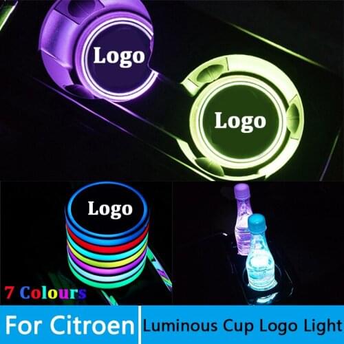 2X Car LED Light Cup Holder Colorful Atmosphere Lights Drink Holder For Citroen c1 c2 c3 c4 c5 berlingo b9 xsara 1 2 DS3 DS4 DS