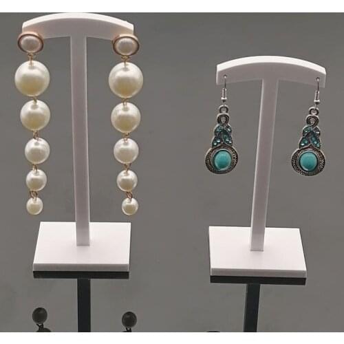 Fashion Lot Of 2 White Acrylic Jewelry Display Stand Holds Earrings Hook Ear Stud Holder Organizer Showcase Shelf Rack Case