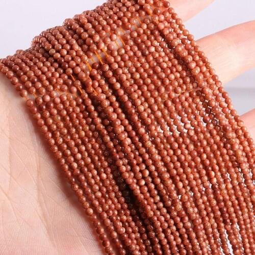 2020 New Wholesale Natural Stone Beads Gold Sand Stone Beads for Jewelry Making Beadwork DIY Bracelet Accessories 2mm 3mm
