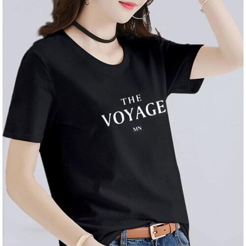 2021 Summer Women T-Shirt Basis Fashion Concise Print High Quality Ladies Short Sleeve Casual Loose O-Neck Cotton Tee Tops