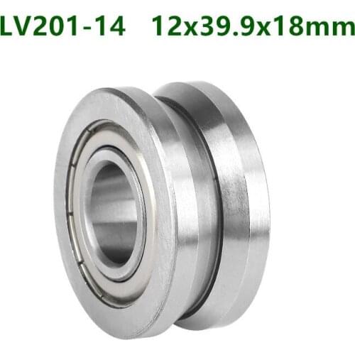 4pcs/10pcs LV201-14 LV201-14ZZ V groove ball bearing Traces walking guide rail bearings 12mm*39.9mm*18mm pulley roller wheel