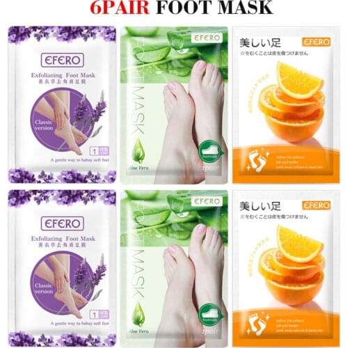 6pair Exfoliating Foot Mask Exfoliation for Feet Mask Smooth Dry Dead Skin Removal Socks for Pedicure Sock Peeling Foot Masks