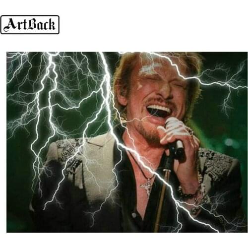 5d diamond painting JOHNNY HALLYDAY lightning scenery full square & round French singer diy diamond embroidery 3d sticker