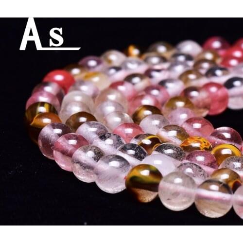 Asingeloo Natural Stone Pink Watermelon Crystal Strand Loose Beads For Jewelry Making Bracelet And Neckalce