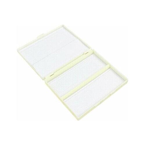 Beige Plastic Rectangle Shape 100 Slides Microscope Box 20cm x 16cm