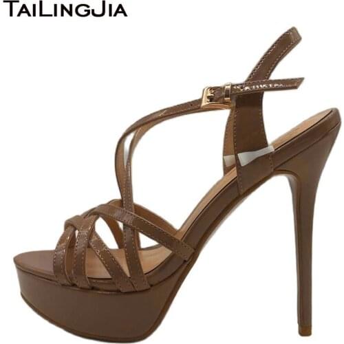 Nude Strappy Platform Sandals For Women 2021 Summer Shoes Stripper Heels Ladies High Heel Party Footwear Large Size Stilettos