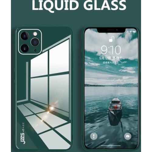 Liquid Silicone Tempered Glass Case For iPhone 12 12Mini 11 Pro MAX XSMAX XR X XS 7 8 Plus SE2020 Candy Color Glass Phone Cover