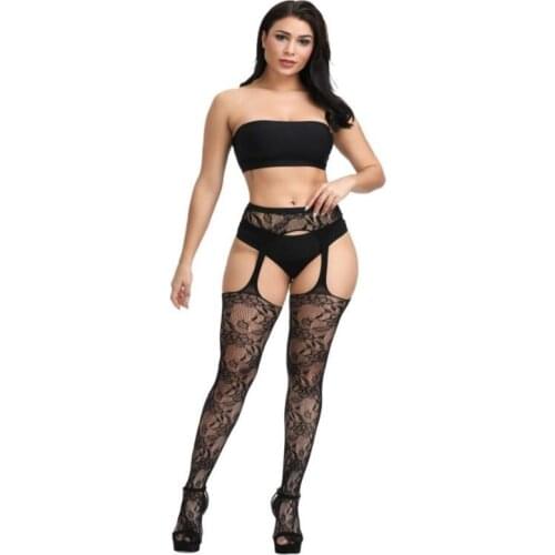 Occident Garter Sexy Pantyhose Charming Stocking Black Print Fishnet Stockings Hollow Female Shaping Tights Nylon Thin Stockings