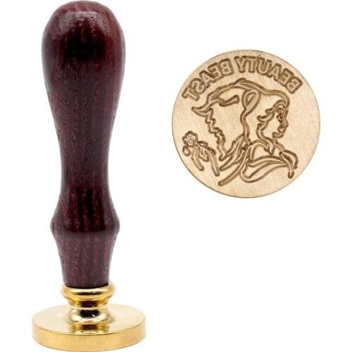 Wooden Wax Seal Stamp Antique Metal Sealing Beauty And Beast Patterns Wax Seal DIY Wedding Decorate Invitations Stamps