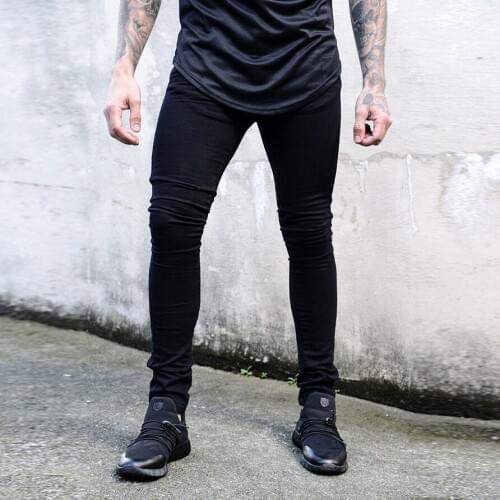 Fashion Biker Style Tight Dropshipping Jeans Men Skinny Jeans Men Black Streetwear Classic Hip Hop Stretch Jeans Slim Fit Pants