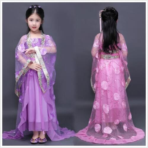 Chinese Costumes Kids Childrens Fairy Costume Tang Dynasty Princess Costume Hanfu Guzheng Dance Ancient Chinese Costume