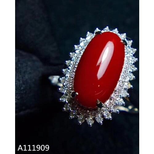 KJJEAXCMY boutique jewelry 925 sterling silver inlaid Natural red coral Ring Womens Fine Ring Support detection luxurious