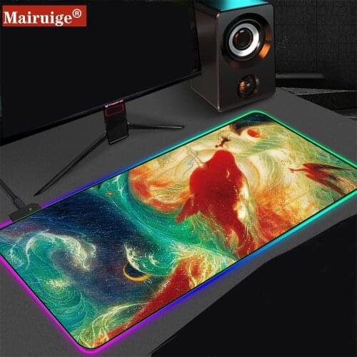 Mairuige cartoon anime firebird mouse pad player table mat large LED RGBXXL computer game player peripherals and adult mouse pad