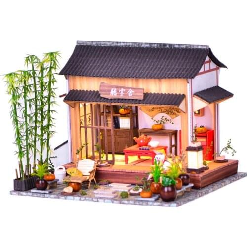 Doll House Furniture Wooden Miniature DIY Kit with Dust Cover Assemble Crafts Toy Best Birthday Gift For Children Girl