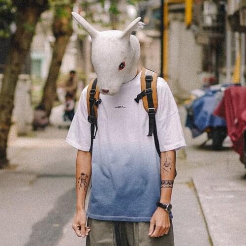 Summer five-minute sleeves simple loose solid color dinosaur print round collar fashionable mens cotton casual T-shirt