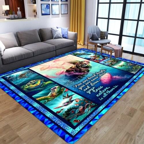 Cartoon 3D underwater world vivid turtles Print Carpets For Living Room soft Washable Large Area Rug Bedroom Anti-slip Floor Mat
