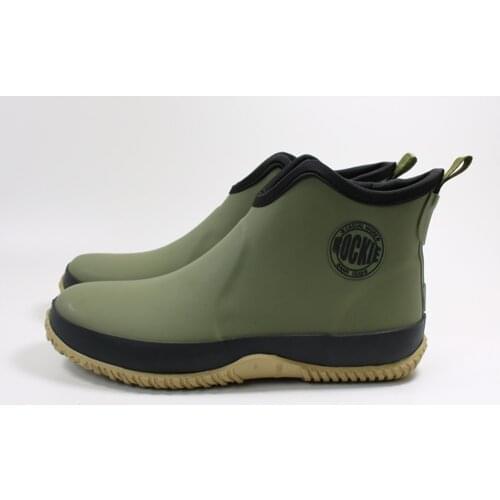 Mens Slip-on Rain Boots Waterproof Rubber Ankle Boots Outdoor Casual Fly Fishing Boots Students Rain Shoes Male Platform Boots