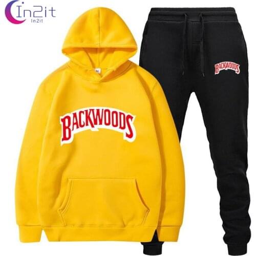 Letters Backwoods Mens Set Hooded fashion brand Fleece Hoodie Pant Thick Warm Sportswear Tracksuits Male Sweatsuit Tracksuit