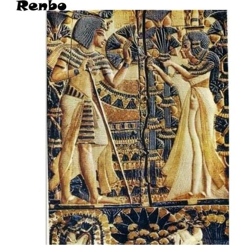 Needlework DIY Diamond Painting Ancient egypt couple Diamond Embroidery 5D Cross Stitch Full Square round Mosaic diamond mazayka