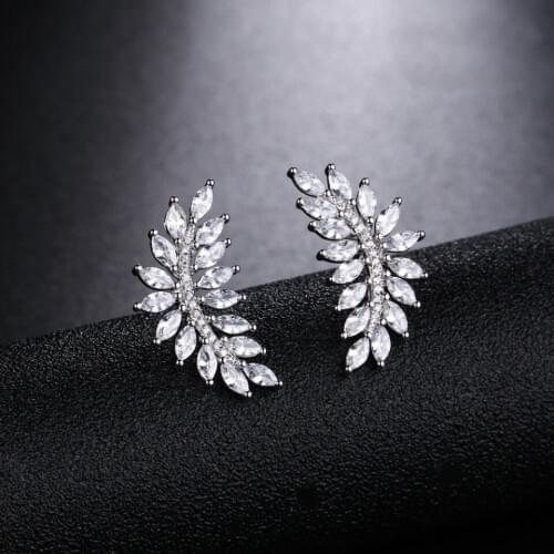 UMGODLY New Arrival Luxury Brand Olive Branch Earrings Cubic Zirconia Leaves Earring Elegant Women Wedding Jewelry Gift