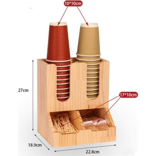 Disposable Wooden Cup Holder Multi-compartment Coffee Milk Tea Shop Cup Holder Household Paper Cup Holder Kitchen Storage Box