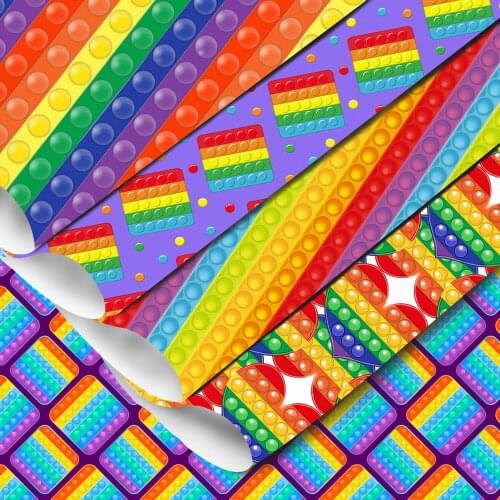 20*33cm Ordinary Rainbow Stripe Gradient Color Faux Synthetic Leather Sheets For Hair Bows Earrings Crafts DIY Vinyl Decor