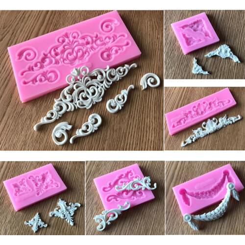 DIY Sugar craft Cake Vintage Relief Border Silicone Mold Fondant Mold Cake decorating Tools Gum paste Mold Chocolate mold