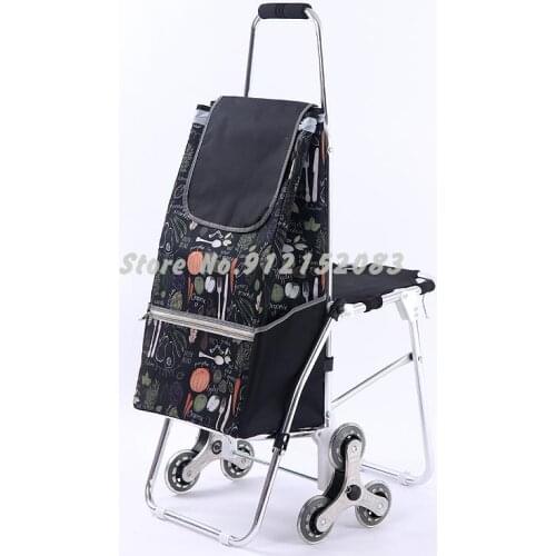 Shopping Cart For The Elderly Can Sit On Stairs, Folding Aluminum Alloy Trolley Carts, Carts, Carts With Baby Artifacts, Shoppin