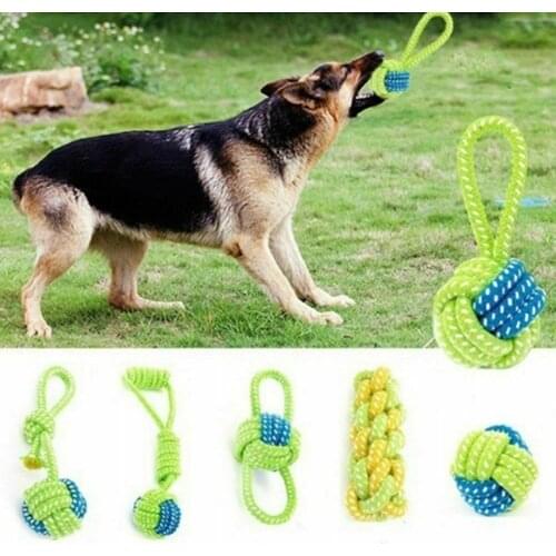 Pet Dog Chew Teeth Clean Supply Dog Toys Outdoor Traning Fun Playing Green Rope Ball Toy for Large Small Dog Cat