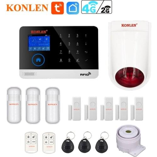 Tuya Smart Life WIFI 2G/ 4G 3G GSM Home Security Alarm System Wireless Wired With IP Camera APP Remote Control House Protection