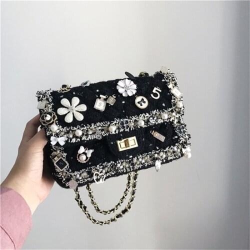 Women Shoulder Bags Crystal Luxury Messenger Bag Black Totes Crystal Evening Bag Floral Wedding Bride Purse Ladies Small Bags