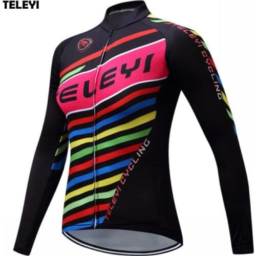 TELEYI Team Womens Long Sleeve Ropa Ciclismo Cycling Jersey Girls Bicycle Outdoor Clothing Cycling Jacket Top