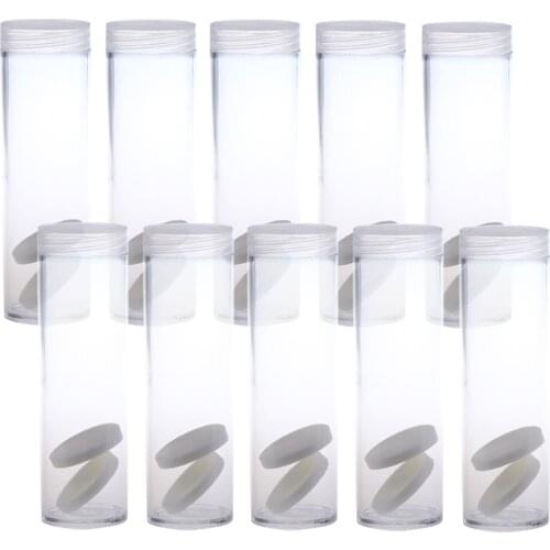 10pcs Tube Holder Coin Protection Empty Clear Acrylic Diameter 27mm Height