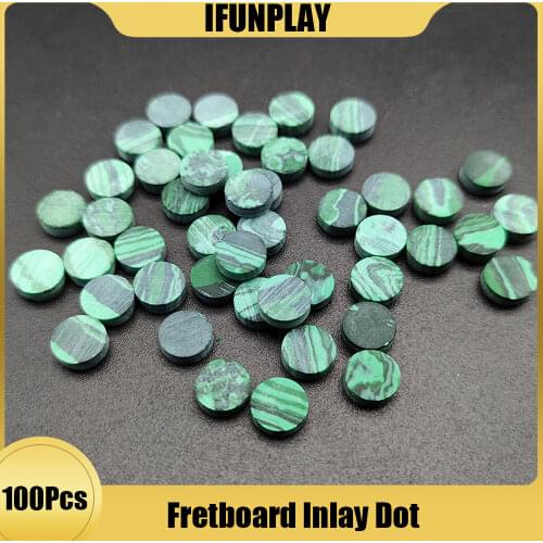 100pcs 6*2mm Malachite Green Inlay Dots Marker Decals Freboard for any Electric Guitar Acoustic Guitar and Bass Fret 2mm