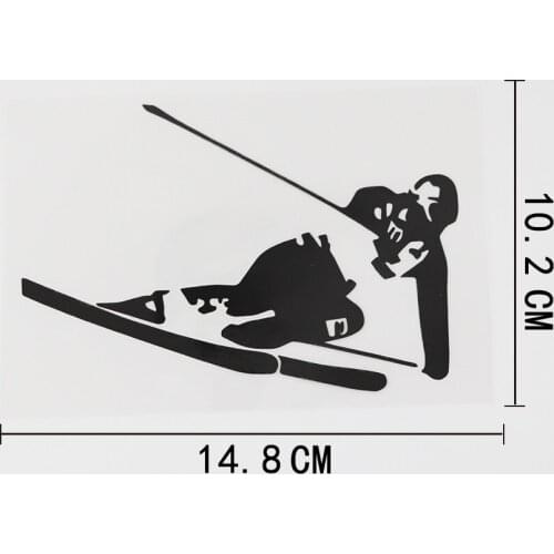 14.8CMX10.2CM Fun Skier Skiing Motorbike Scooter Decal Vinyl Car Sticker Black/Silver 8A-0631