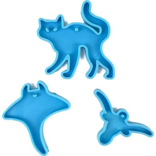 3 PCS Glossy Silicone Resin Animal Keychain Molds DIY Keychain Pendant Jewelry Epoxy Resin Crafting Molds