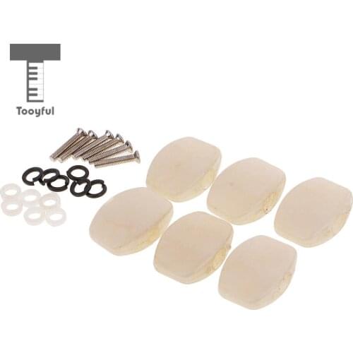 Tooyful 6 Pieces Acoustic Guitar Tuning Peg Key Tuner Button Cap with Screws Machine Heads Pearl-White 24mm