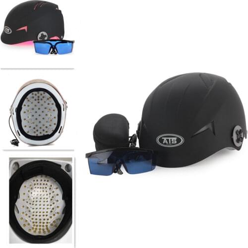 64 /128 Diodes Laser Cap Hair Loss Treatment Hair Regrowth Therapy Helmet LLLT Promoter 650nm With Glasses Black