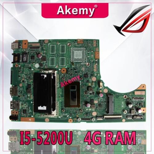 Akemy TP500LA/TP500LN Laptop motherboard For Asus TP500LA TP500LN TP500LD TP500L TP500 Test original mainboard 4G RAM I5-5200U