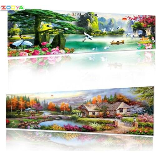 Full Drill 5D Rhinestone Cross Stitch Diamond Embroidery Beautiful Scenery Diamond Painting Wealth Flow Mosaic Home Decor Lx159