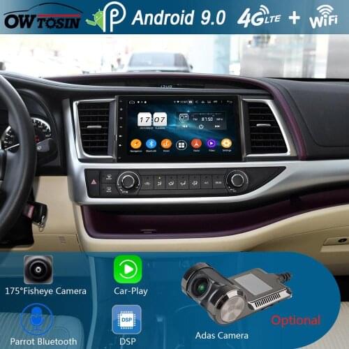 10.1" IPS Android 9.0 8Core 4G+64G Car Multimedia Player For Toyota Highlander 2015 2016 2017 2018 2019 GPS Radio CarPlay Parrot